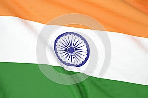 India national flag close up. 3D rendering. 3D illustration photo