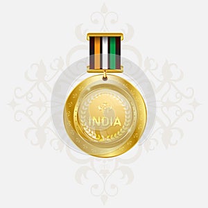 India national flag gold first place winners medal.