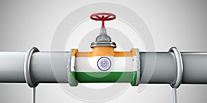 India oil and gas fuel pipeline. Oil industry concept. 3D Rendering