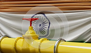 India oil and gas fuel pipeline. Oil industry concept. 3D Rendering
