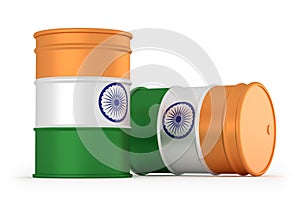 India oil styled flag barrels isolated on white background. 3d render