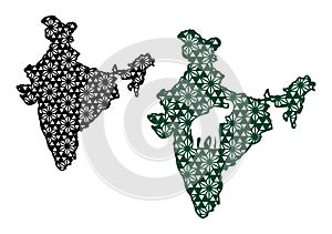 India outline with elephant and decorative geometric pattern. Cut and Sublimation File