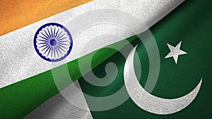 India and Pakistan two flags textile cloth, fabric texture photo