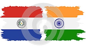 India and Paraguay grunge flags connection vector