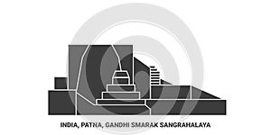 India, Patna, Gandhi Smarak Sangrahalaya travel landmark vector illustration