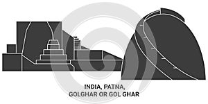 India, Patna, Golghar Or Gol Ghar travel landmark vector illustration