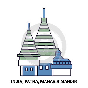 India, Patna, Mahavir Mandir travel landmark vector illustration