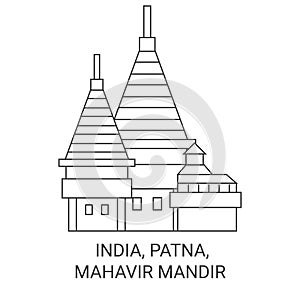 India, Patna, Mahavir Mandir travel landmark vector illustration