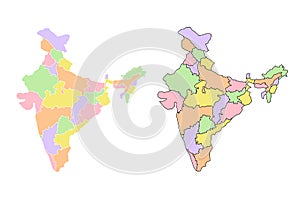 India political map. Low detailed