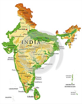 India relief map