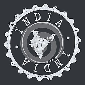 India Seal Map. Silhouette Postal Passport Stamp. Round Vector Icon Postmark.