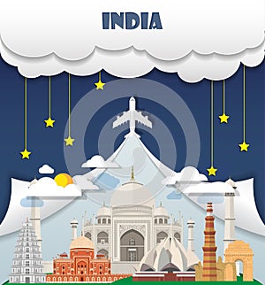 India travel background Landmark Global Travel And Journey Infographic Vector Design Template. illustration.