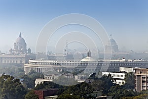 India. A view of Delhi in morning fog photo