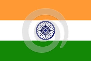 India waving and closeup flag illustration. Perfect for background. 3D illustration of Ashok chakra on tricolor Indian flag backgr