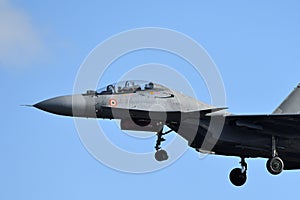 An Indian Air Force fighter jet on approach.