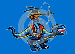 Indian American Archery Riding Raptor Mascot Illustration