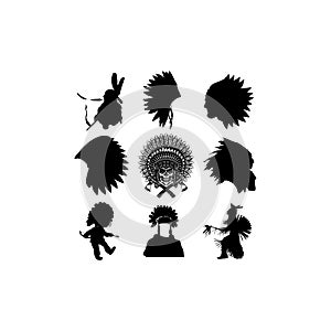 indian apache illustration set silhouette design