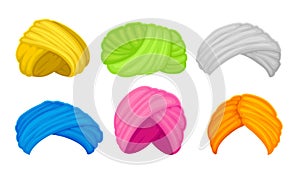 Indian and Arabian Colorful Turbans or Imamah Vector Set