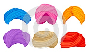 Indian and Arabian Colorful Turbans or Imamah Vector Set