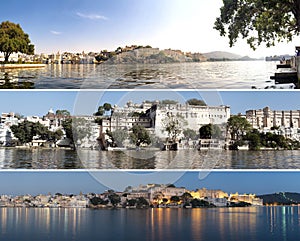Indian architecture in Udaipur Rajasthan. Panoramic view