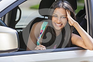 Indian Asian Girl Young Woman Driving Car