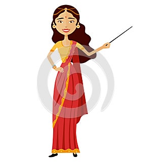 Indian attractive young lady presenting something