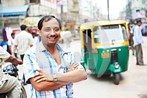 Indian auto rickshaw tut-tuk driver man