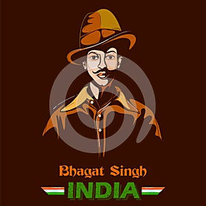 Indian background with Nation Hero and Freedom Fighter Bhagat Singh on isolated white backdrop