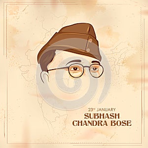 Indian background with Nation Hero and Freedom Fighter Subhash Chandra Bose Pride of India for 23rd January