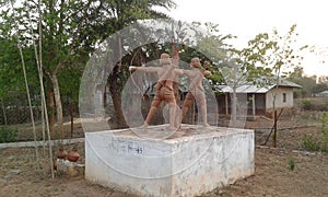 Indian bengali village bedi hand made murti statue in rural area mednipore