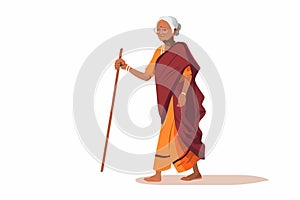 indian bharat old woman vector flat isolated vector style illustration photo