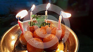 Indian Birthday Celebration cake with mithai