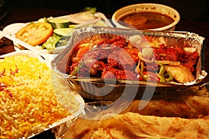 Indian biryani food with chicken masala