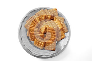 indian biscuits wheat biscuits in the plate white background