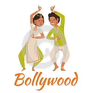 Indian Bollywood couple dancing vector photo