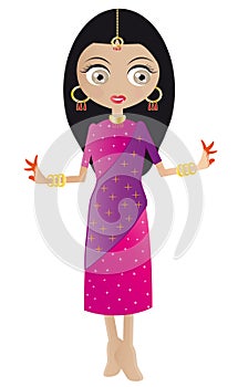 Indian Bollywood Woman In A Pink And Purple Sari photo