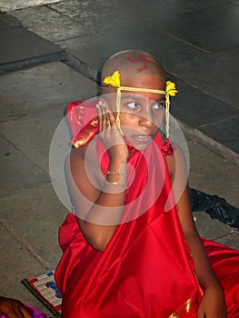 Indian boy chanting mantra