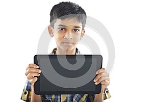 Indian boy with tablet
