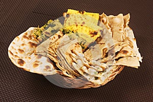 Indian Bread Basket which includes chapatis, roti