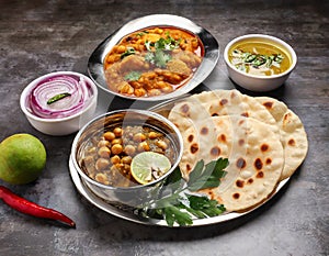Indian breakfast Chola Bhatura Dish
