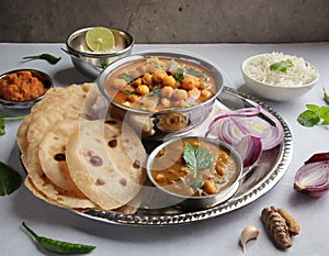 Indian breakfast Chola Bhatura Dish