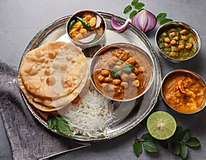 Indian breakfast Chola Bhatura Dish