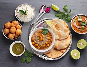 Indian breakfast Chola Bhatura Dish