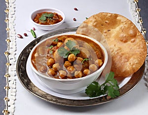 Indian breakfast Chola Bhatura Dish