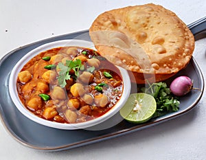 Indian breakfast Chola Bhatura Dish