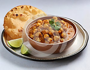 Indian breakfast Chola Bhatura Dish