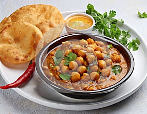 Indian breakfast Chola Bhatura Dish