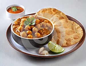 Indian breakfast Chola Bhatura Dish