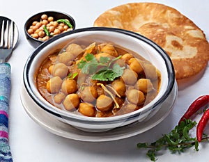 Indian breakfast Chola Bhatura Dish