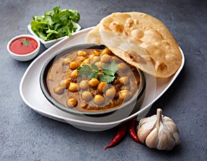 Indian breakfast Chola Bhatura Dish